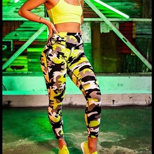 Sommer Ray Bright Yellow Camo Leggings